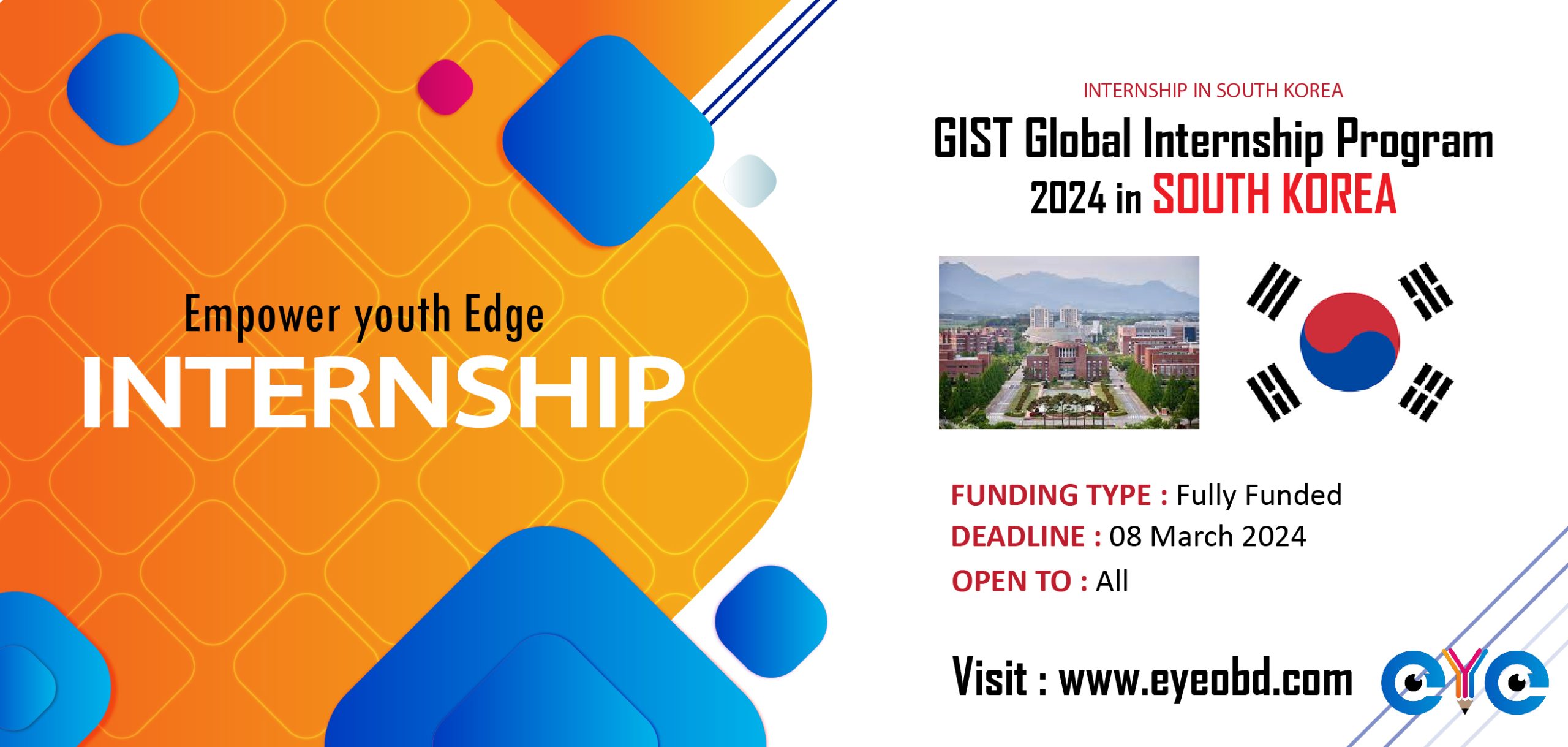 GIST Global Intern Program 2024 South Korea (Fully Funded) Eyeobd